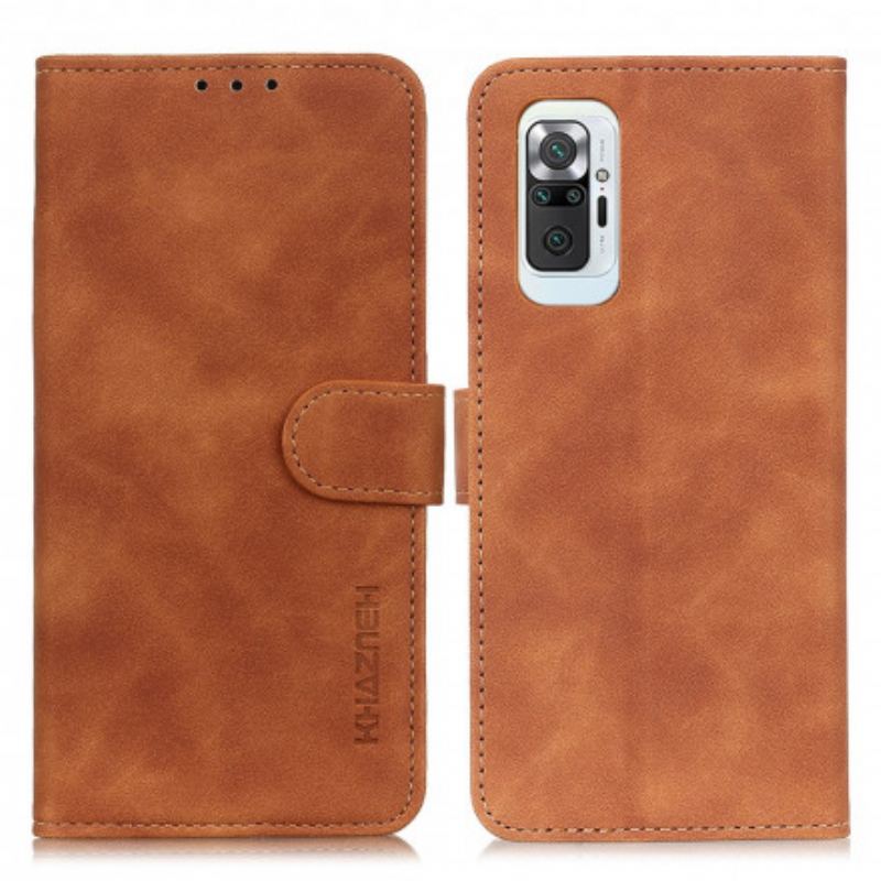 Capa De Couro Para Xiaomi Redmi Note 10 Pro Efeito Couro Vintage Khazneh