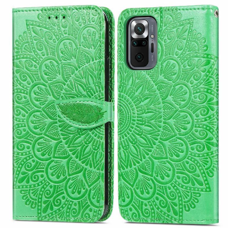 Capa De Couro Para Xiaomi Redmi Note 10 Pro Folhas Tribais