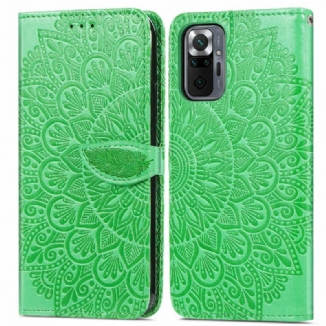 Capa De Couro Para Xiaomi Redmi Note 10 Pro Folhas Tribais