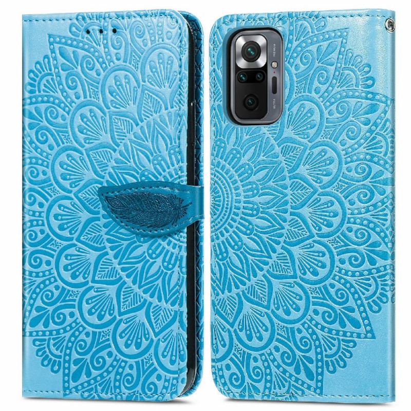 Capa De Couro Para Xiaomi Redmi Note 10 Pro Folhas Tribais