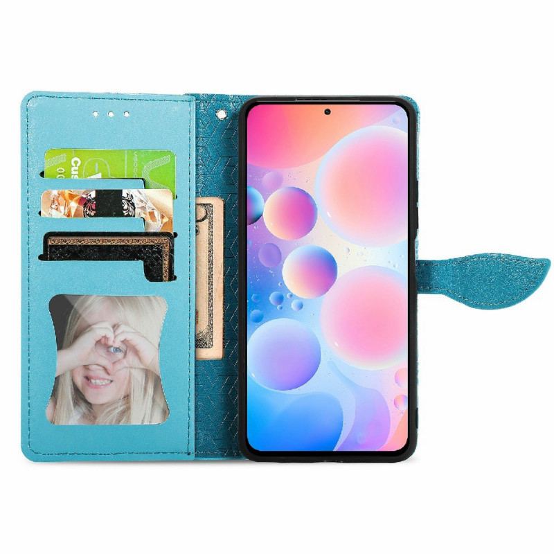 Capa De Couro Para Xiaomi Redmi Note 10 Pro Folhas Tribais