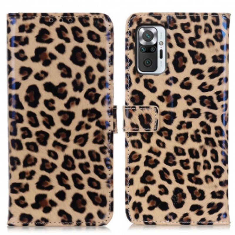 Capa De Couro Para Xiaomi Redmi Note 10 Pro Leopardo