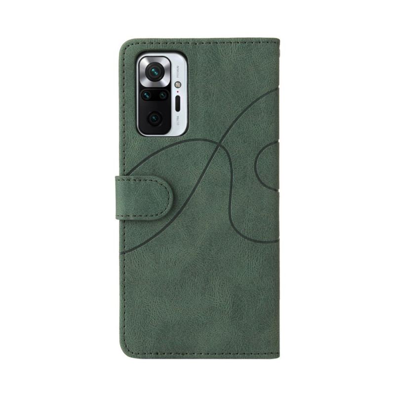 Capa Em Pele Para Xiaomi Redmi Note 10 Pro Couro Sintético De Assinatura De Dois Tons