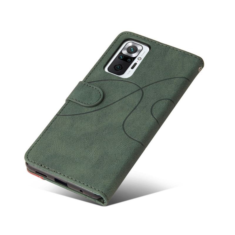 Capa Em Pele Para Xiaomi Redmi Note 10 Pro Couro Sintético De Assinatura De Dois Tons