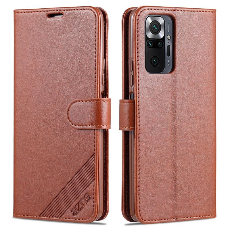 Capa Em Pele Para Xiaomi Redmi Note 10 Pro Couro Sintético Azns