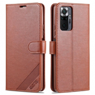 Capa Em Pele Para Xiaomi Redmi Note 10 Pro Couro Sintético Azns