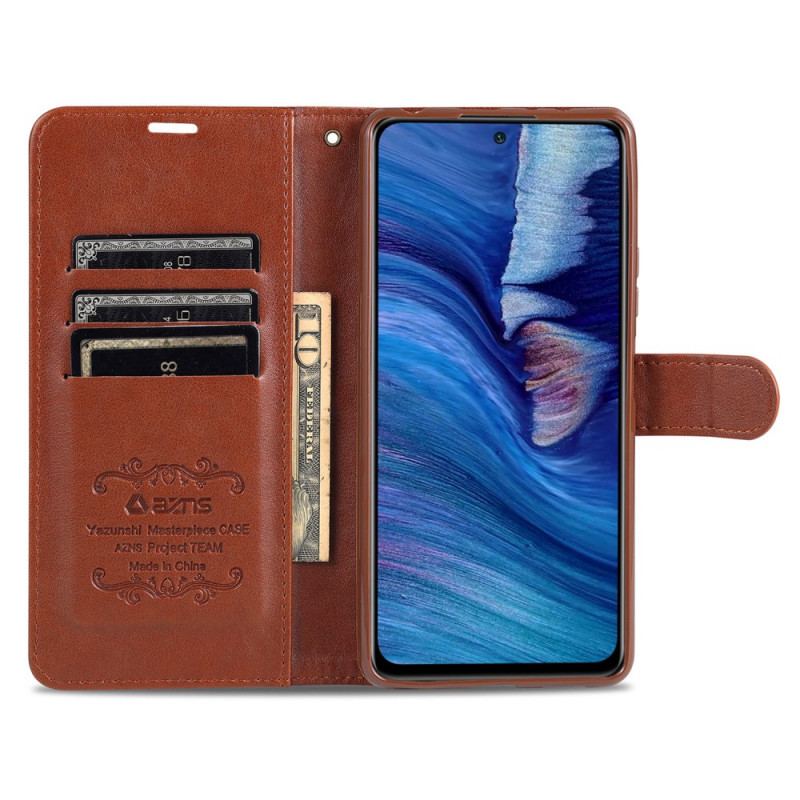 Capa Em Pele Para Xiaomi Redmi Note 10 Pro Couro Sintético Azns