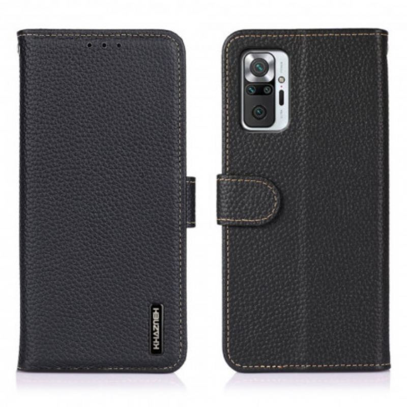 Capa Em Pele Para Xiaomi Redmi Note 10 Pro Khazneh Lichia Couro