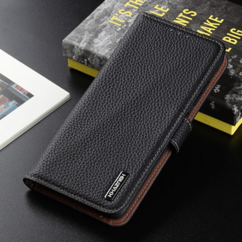 Capa Em Pele Para Xiaomi Redmi Note 10 Pro Khazneh Lichia Couro