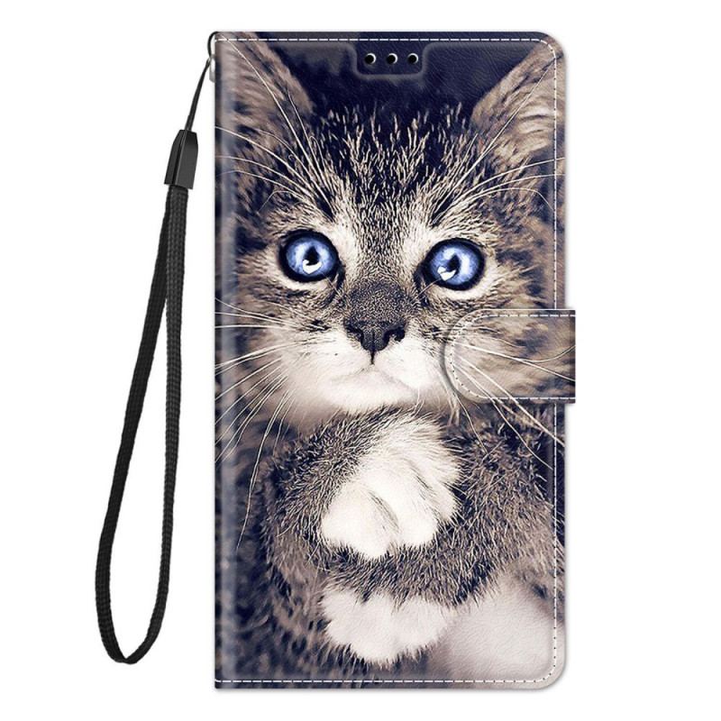 Capa Flip Para Xiaomi Redmi Note 10 Pro De Cordão Gato Muito Fofo Com Alça