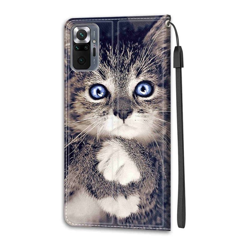 Capa Flip Para Xiaomi Redmi Note 10 Pro De Cordão Gato Muito Fofo Com Alça