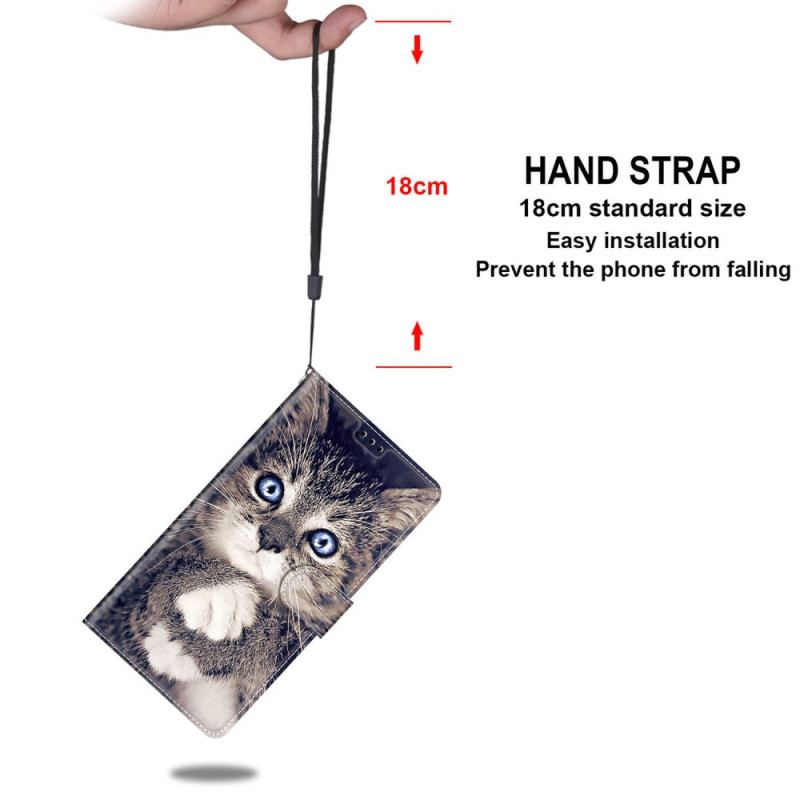 Capa Flip Para Xiaomi Redmi Note 10 Pro De Cordão Gato Muito Fofo Com Alça