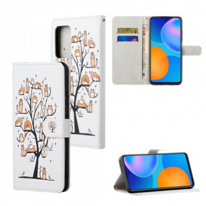 Capa Flip Para Xiaomi Redmi Note 10 Pro De Cordão Gatos Divertidos Com Alça