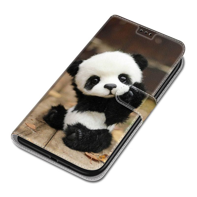 Capa Flip Para Xiaomi Redmi Note 10 Pro De Cordão Pequeno Panda Com Alça