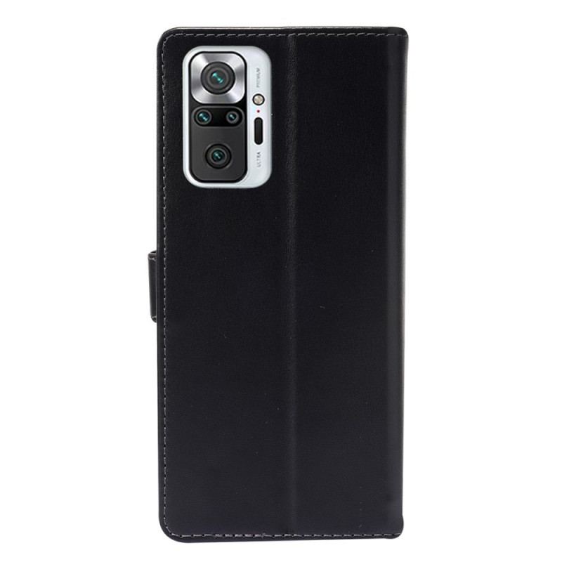 Capa Flip Para Xiaomi Redmi Note 10 Pro Costuras Brilhantes E Expostas