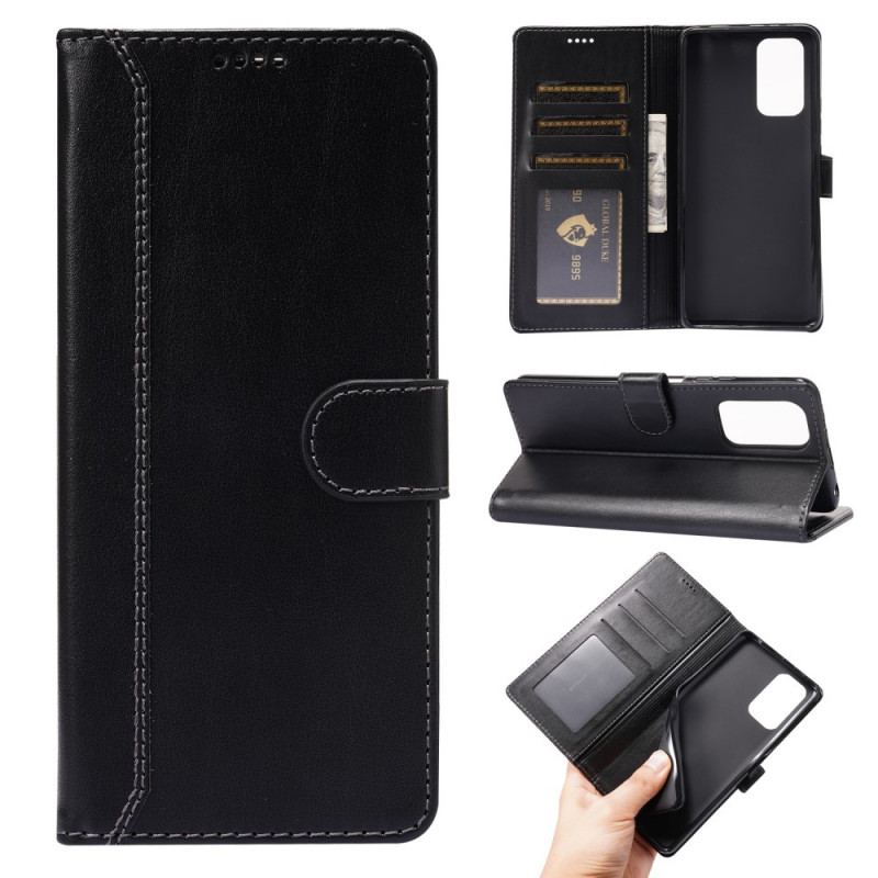 Capa Flip Para Xiaomi Redmi Note 10 Pro Costuras Brilhantes E Expostas