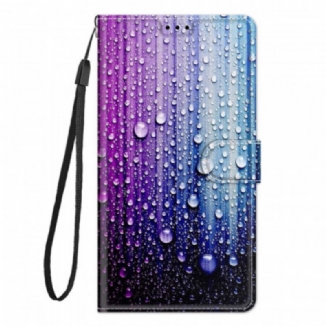 Capa Flip Para Xiaomi Redmi Note 10 Pro Gotas De Água Com Cordão