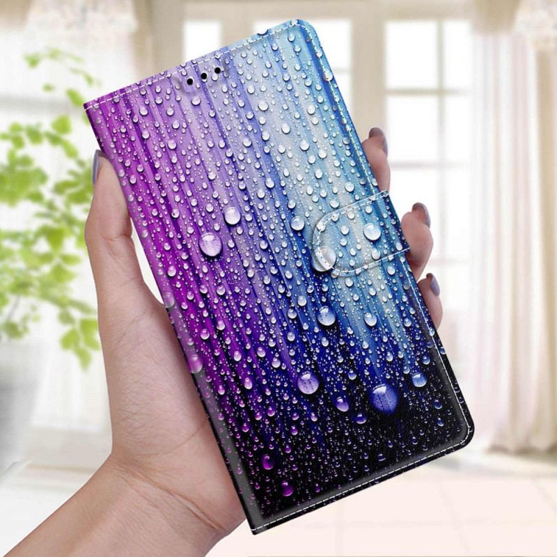 Capa Flip Para Xiaomi Redmi Note 10 Pro Gotas De Água Com Cordão