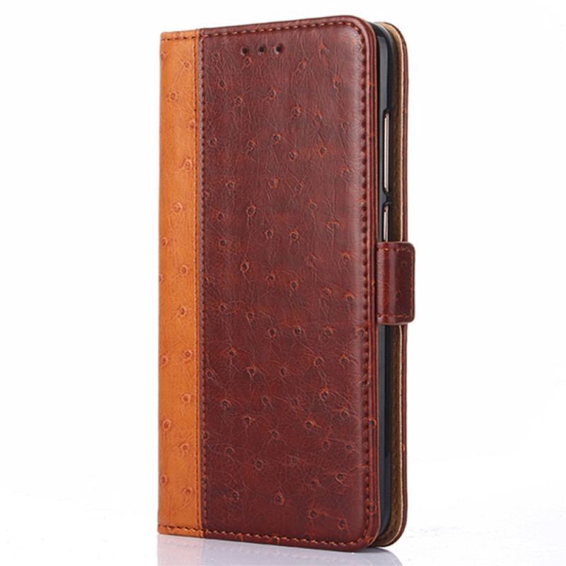 Capa Flip Para Xiaomi Redmi Note 10 Pro Textura De Pele De Avestruz Bicolor