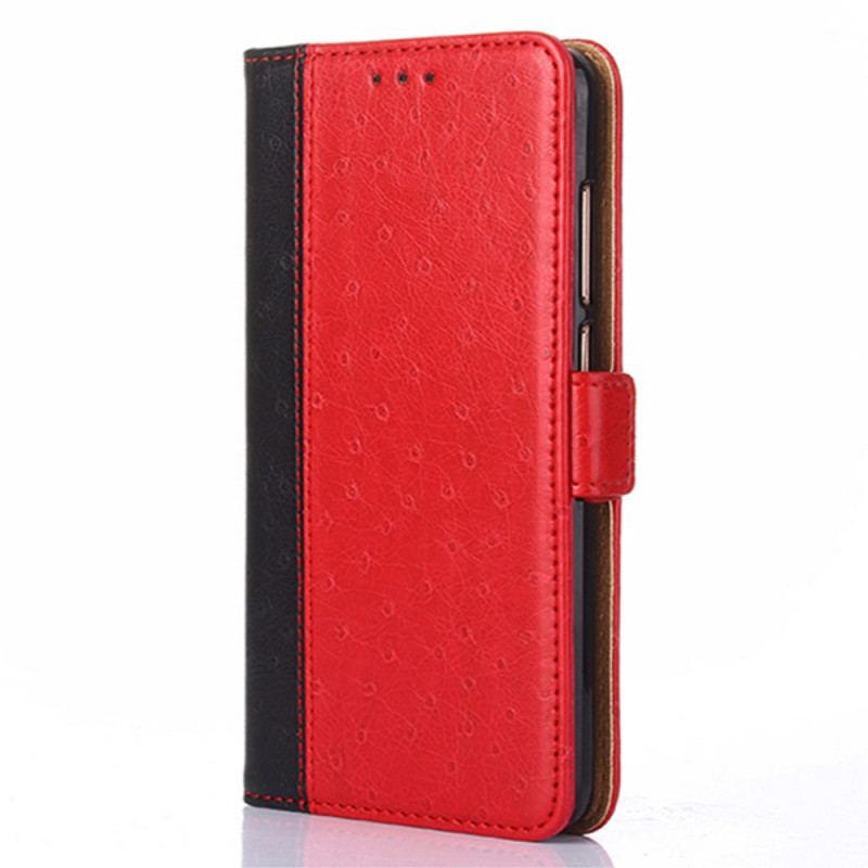 Capa Flip Para Xiaomi Redmi Note 10 Pro Textura De Pele De Avestruz Bicolor