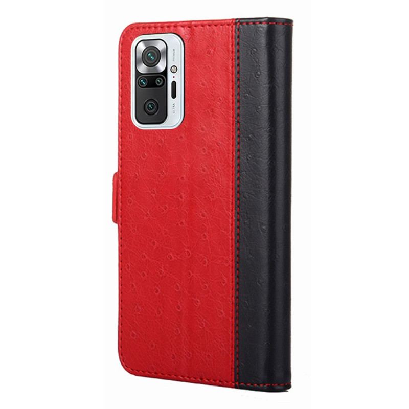 Capa Flip Para Xiaomi Redmi Note 10 Pro Textura De Pele De Avestruz Bicolor