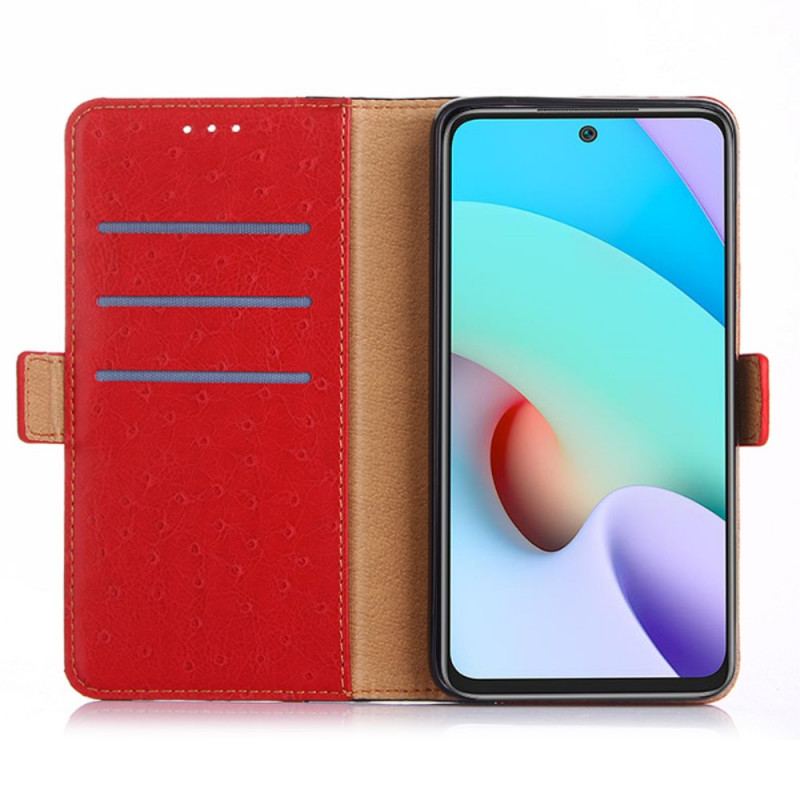 Capa Flip Para Xiaomi Redmi Note 10 Pro Textura De Pele De Avestruz Bicolor