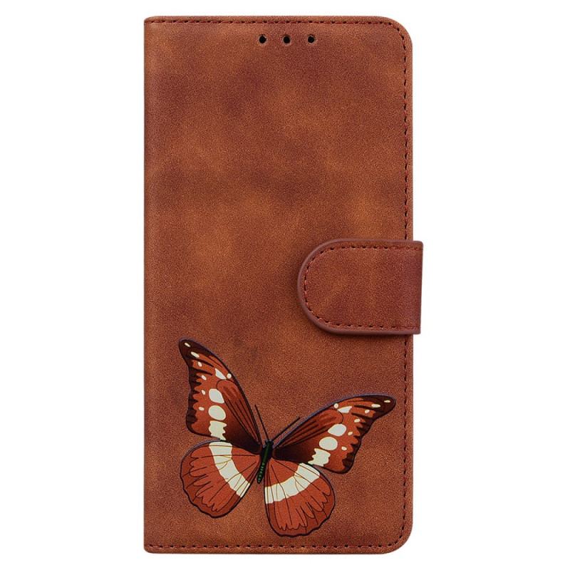 Capa Folio Para Xiaomi Redmi Note 10 Pro Borboleta Com Toque De Pele