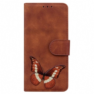 Capa Folio Para Xiaomi Redmi Note 10 Pro Borboleta Com Toque De Pele