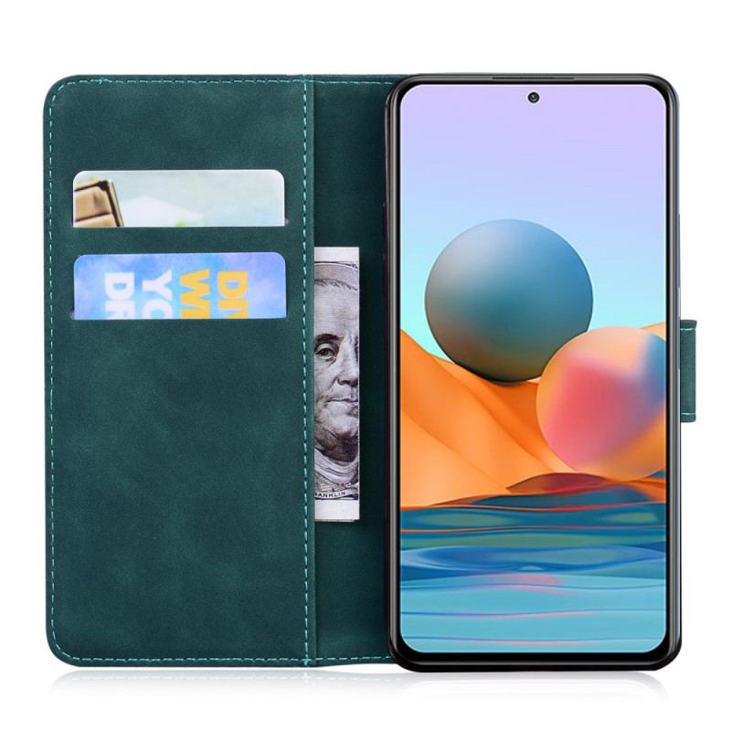 Capa Folio Para Xiaomi Redmi Note 10 Pro Borboleta Com Toque De Pele