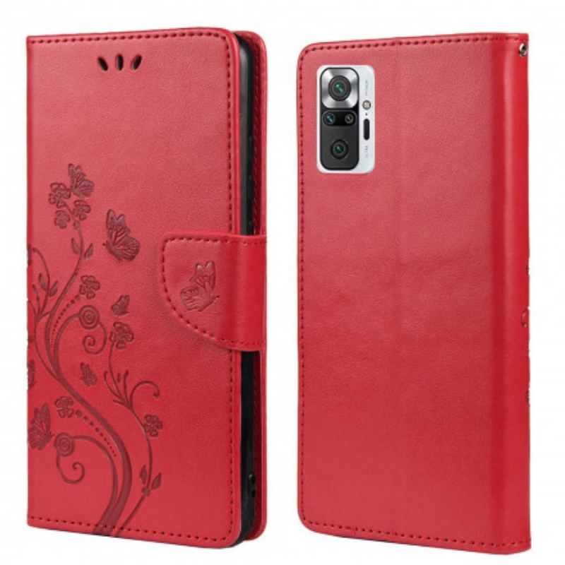 Capa Folio Para Xiaomi Redmi Note 10 Pro Borboletas E Flores