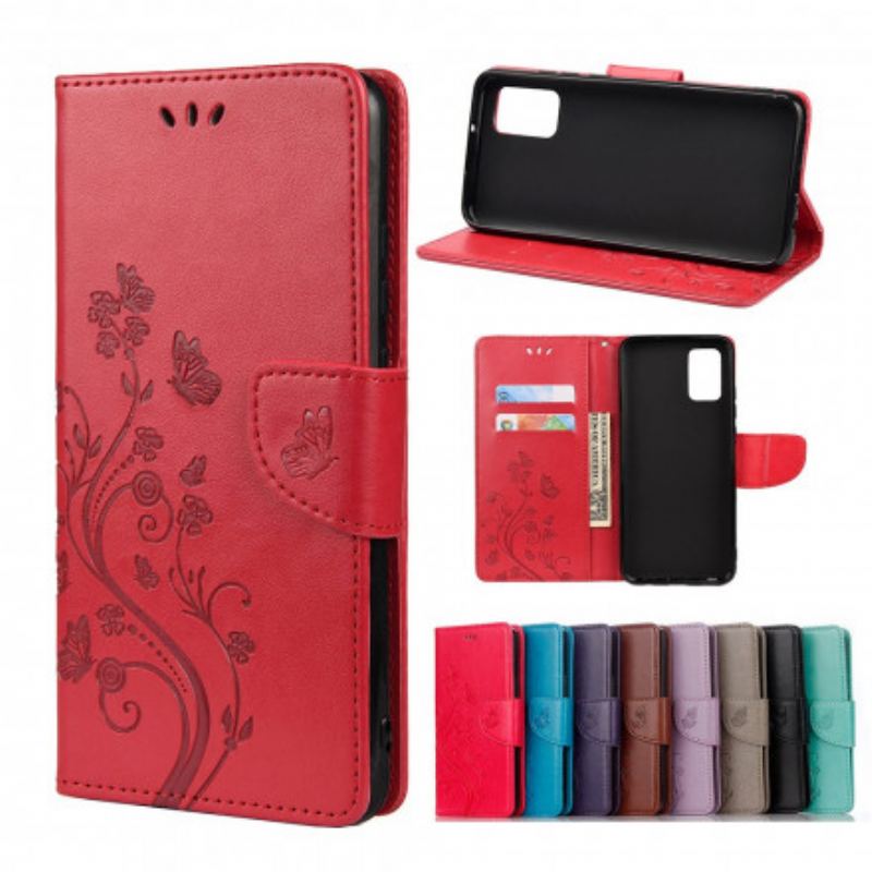 Capa Folio Para Xiaomi Redmi Note 10 Pro Borboletas E Flores