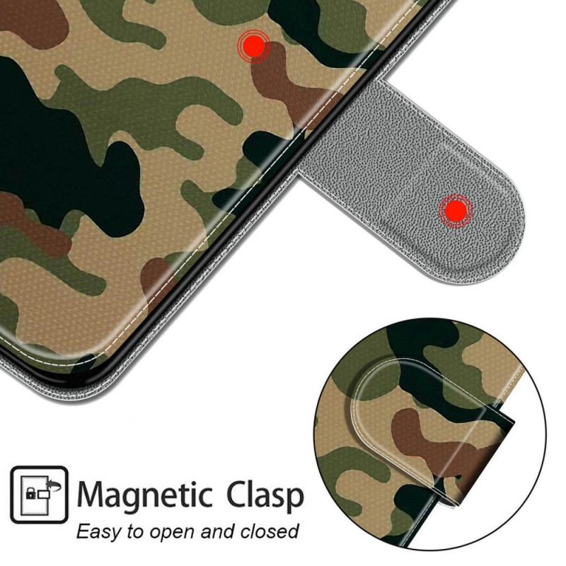 Capa Folio Para Xiaomi Redmi Note 10 Pro De Cordão Camuflagem Militar Com Tiras