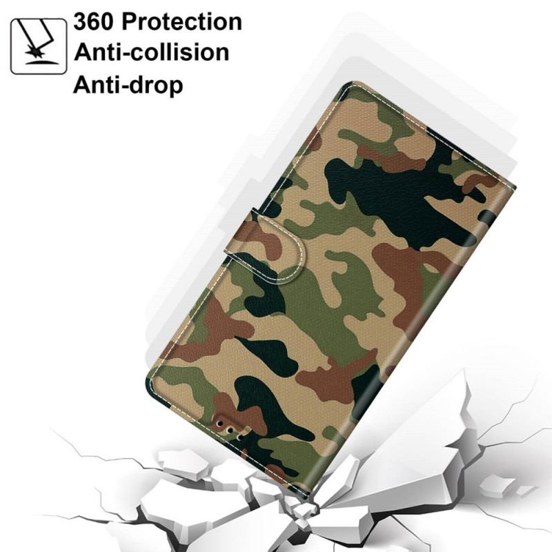 Capa Folio Para Xiaomi Redmi Note 10 Pro De Cordão Camuflagem Militar Com Tiras