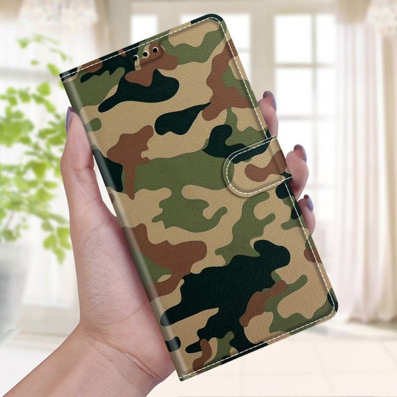 Capa Folio Para Xiaomi Redmi Note 10 Pro De Cordão Camuflagem Militar Com Tiras