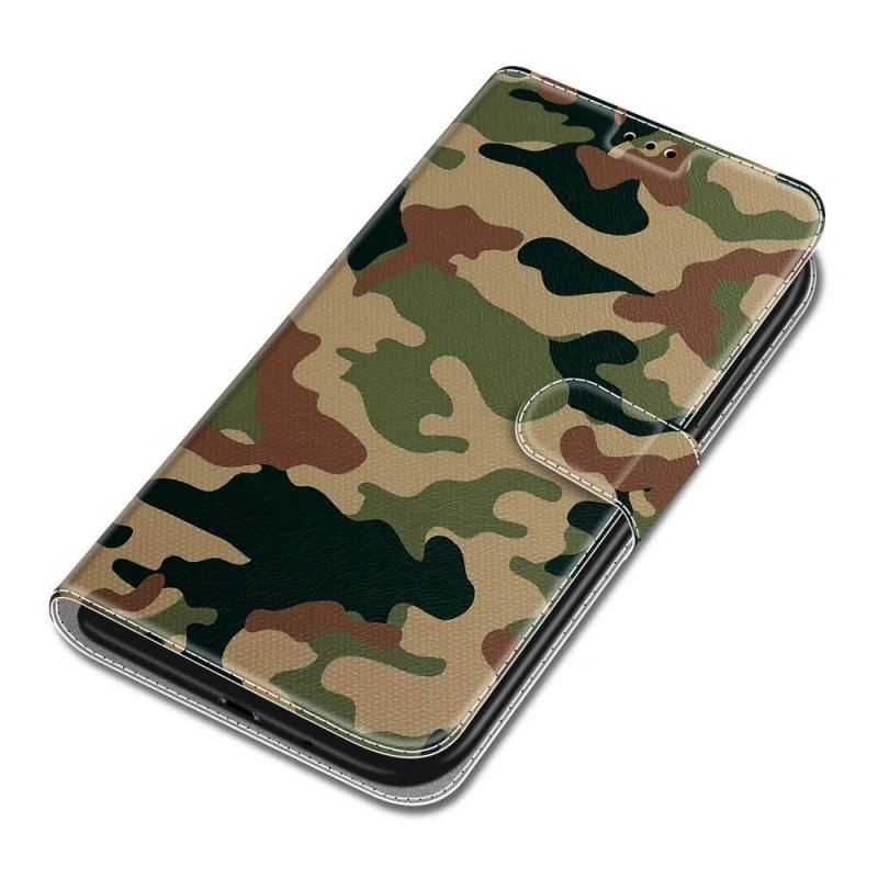 Capa Folio Para Xiaomi Redmi Note 10 Pro De Cordão Camuflagem Militar Com Tiras