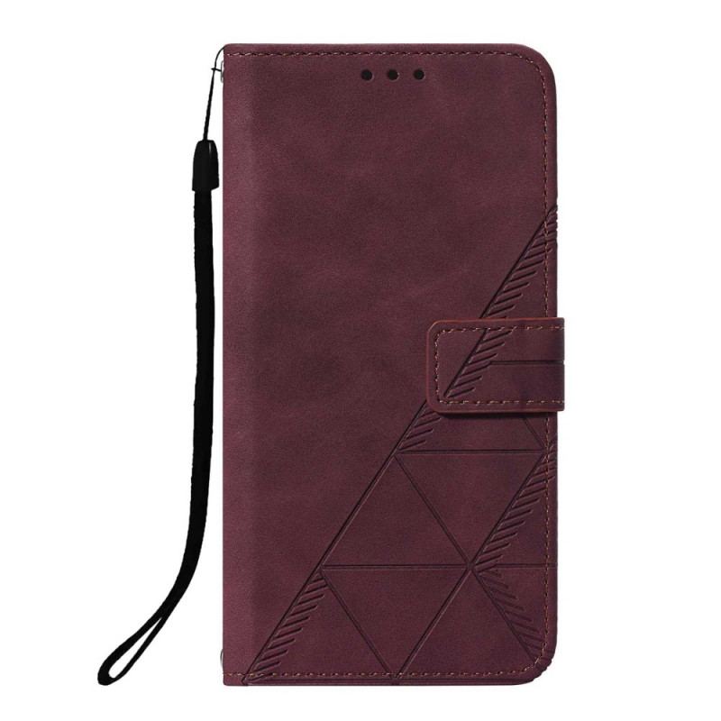 Capa Folio Para Xiaomi Redmi Note 10 Pro De Cordão Estilo De Couro Geométrico Com Tiras