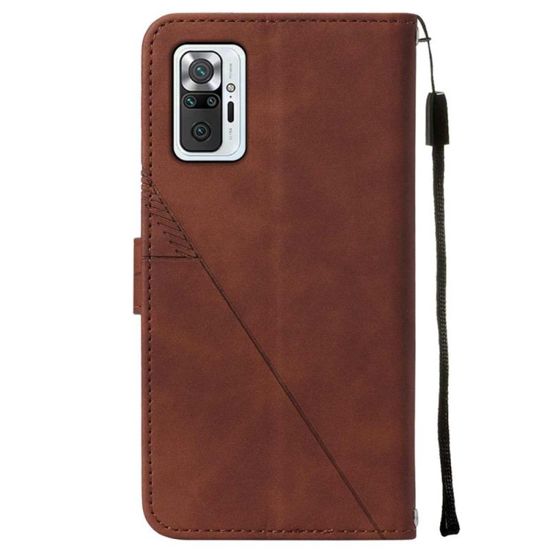 Capa Folio Para Xiaomi Redmi Note 10 Pro De Cordão Estilo De Couro Geométrico Com Tiras