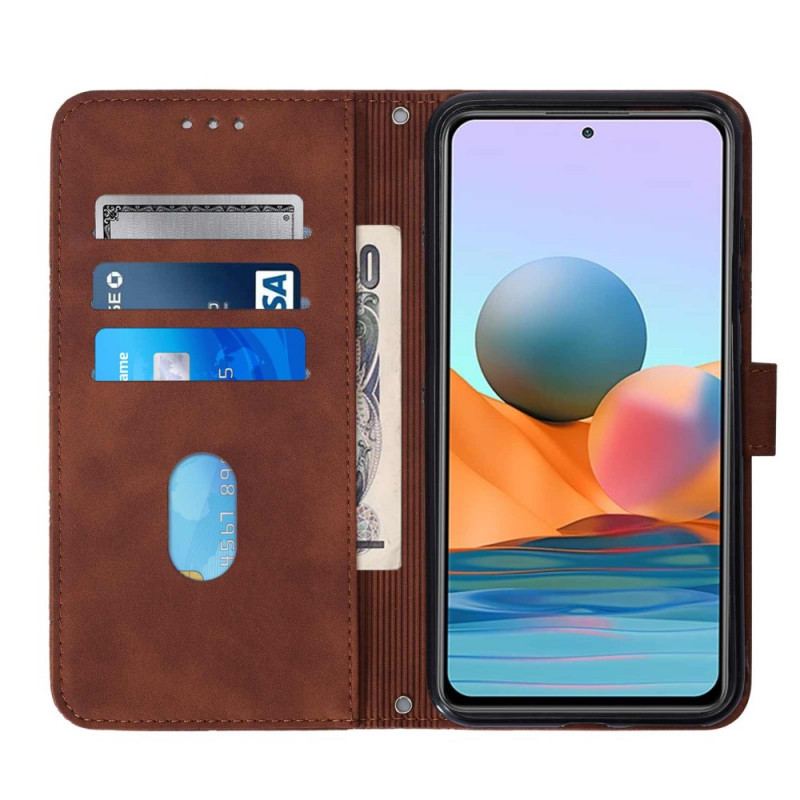 Capa Folio Para Xiaomi Redmi Note 10 Pro De Cordão Estilo De Couro Geométrico Com Tiras