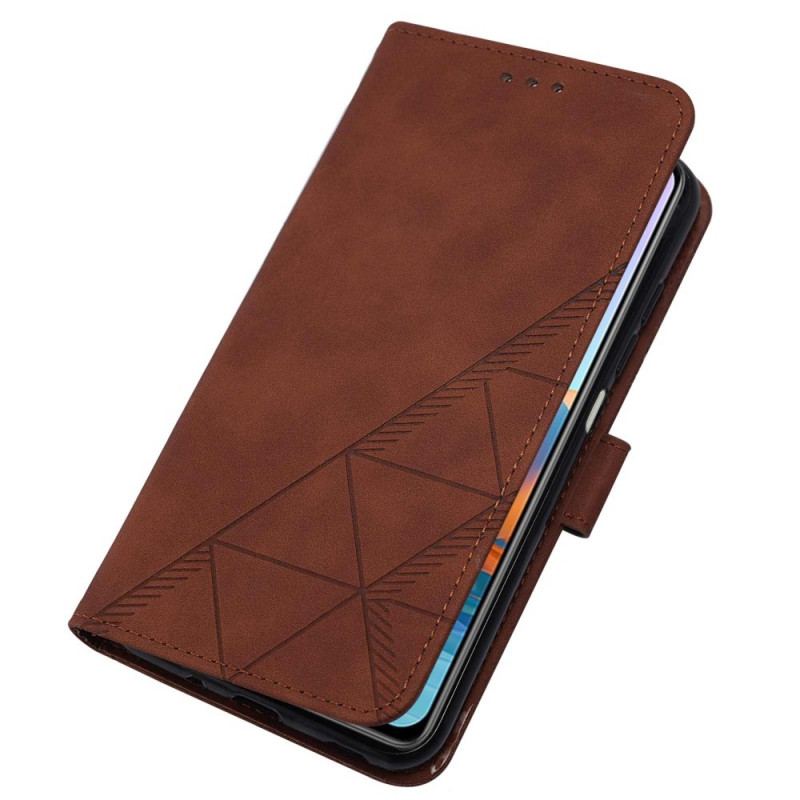 Capa Folio Para Xiaomi Redmi Note 10 Pro De Cordão Estilo De Couro Geométrico Com Tiras