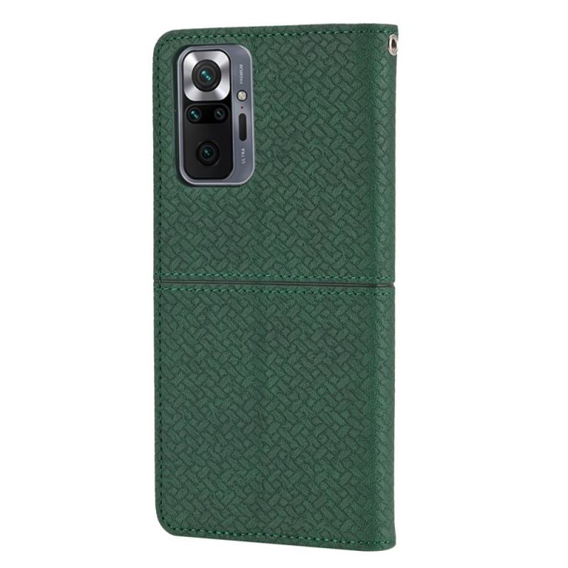 Capa Folio Para Xiaomi Redmi Note 10 Pro De Cordão Estilo De Couro Trançado Com Tiras