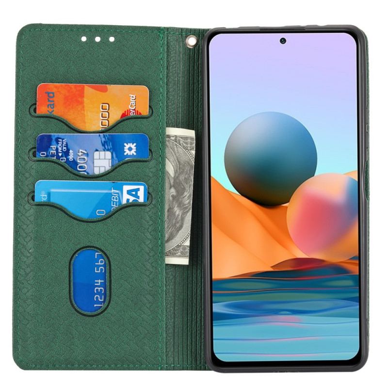 Capa Folio Para Xiaomi Redmi Note 10 Pro De Cordão Estilo De Couro Trançado Com Tiras