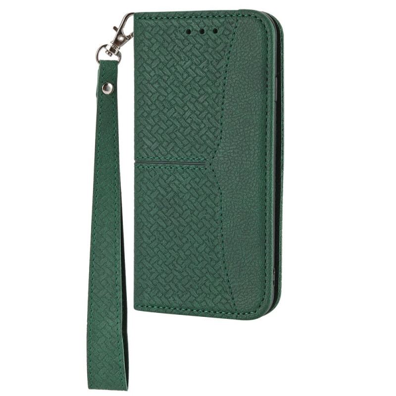 Capa Folio Para Xiaomi Redmi Note 10 Pro De Cordão Estilo De Couro Trançado Com Tiras