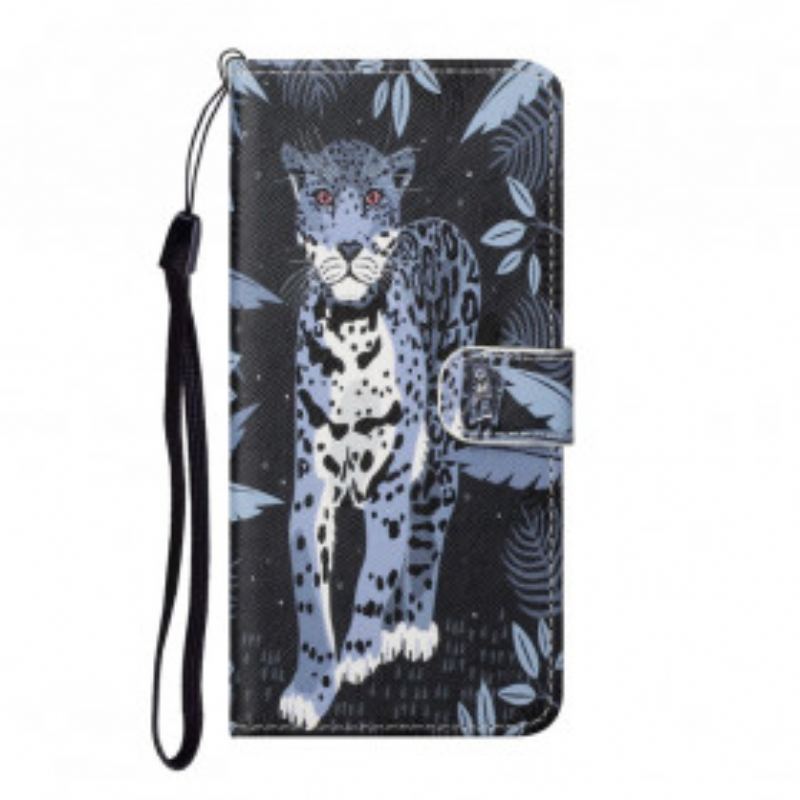 Capa Folio Para Xiaomi Redmi Note 10 Pro De Cordão Leopardo Strappy