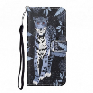 Capa Folio Para Xiaomi Redmi Note 10 Pro De Cordão Leopardo Strappy