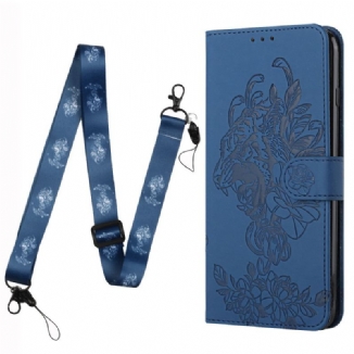 Capa Folio Para Xiaomi Redmi Note 10 Pro De Cordão Tigre Barroco Strappy