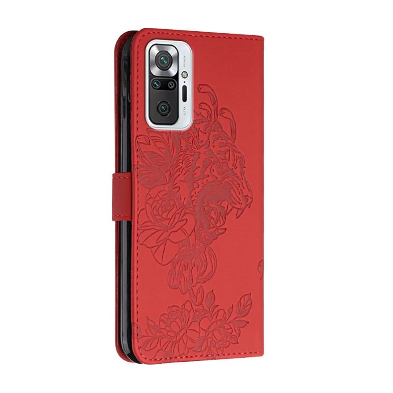 Capa Folio Para Xiaomi Redmi Note 10 Pro De Cordão Tigre Barroco Strappy