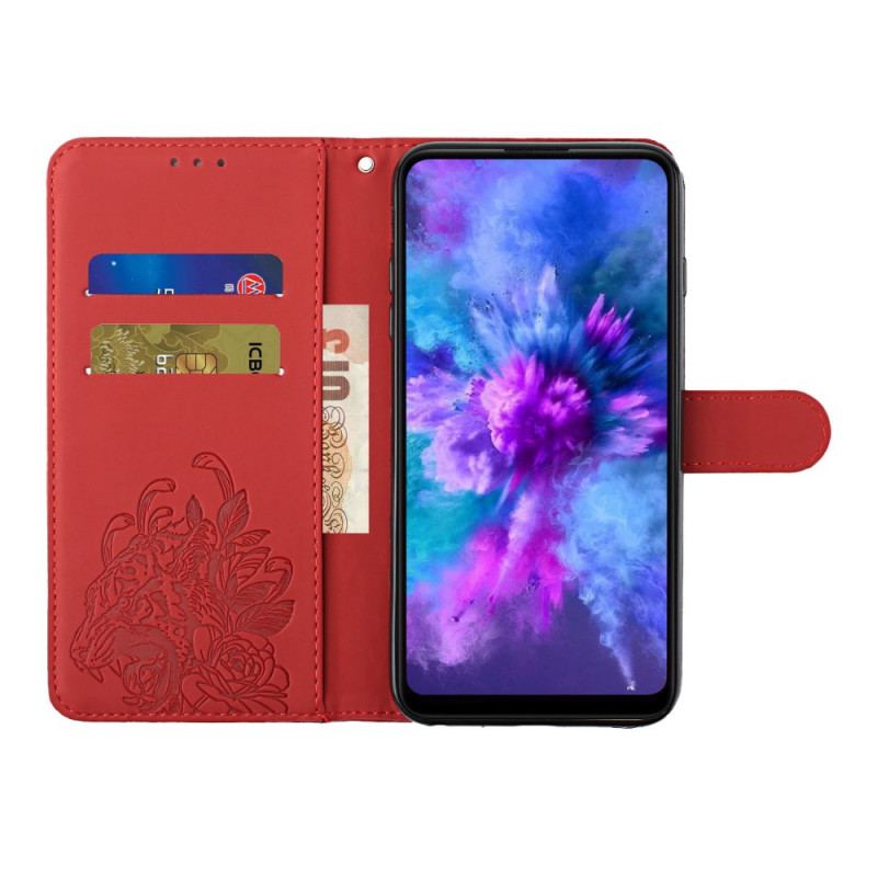 Capa Folio Para Xiaomi Redmi Note 10 Pro De Cordão Tigre Barroco Strappy