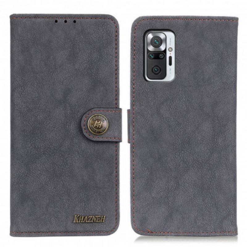 Capa Folio Para Xiaomi Redmi Note 10 Pro Couro Dividido Retrô Khazneh