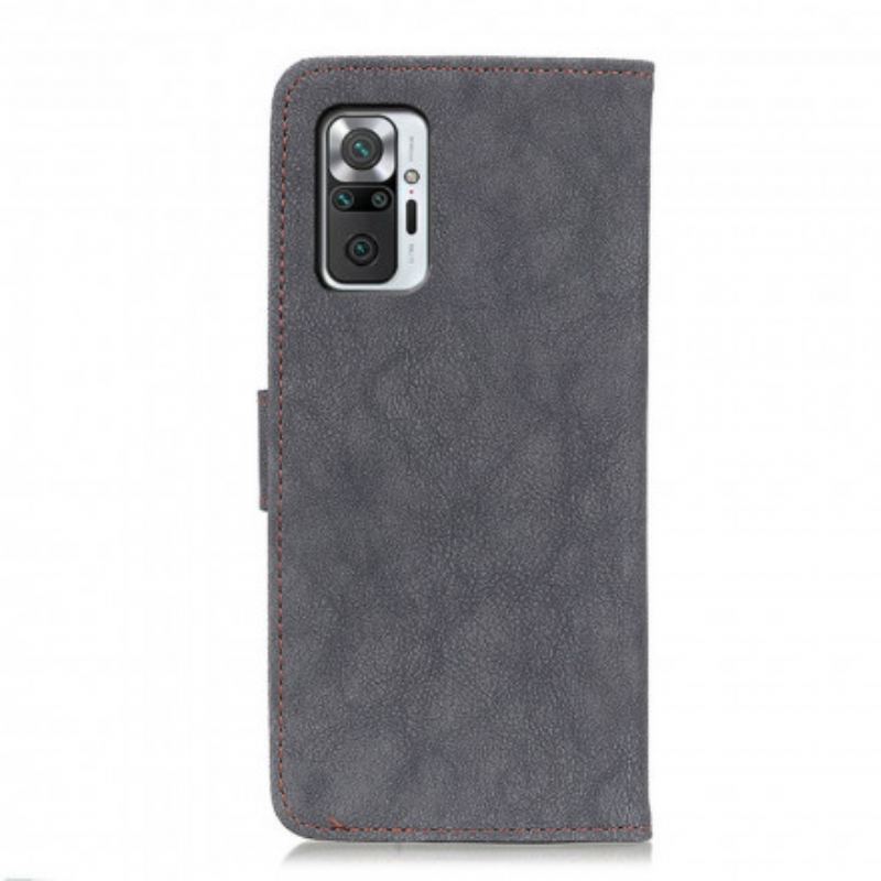 Capa Folio Para Xiaomi Redmi Note 10 Pro Couro Dividido Retrô Khazneh