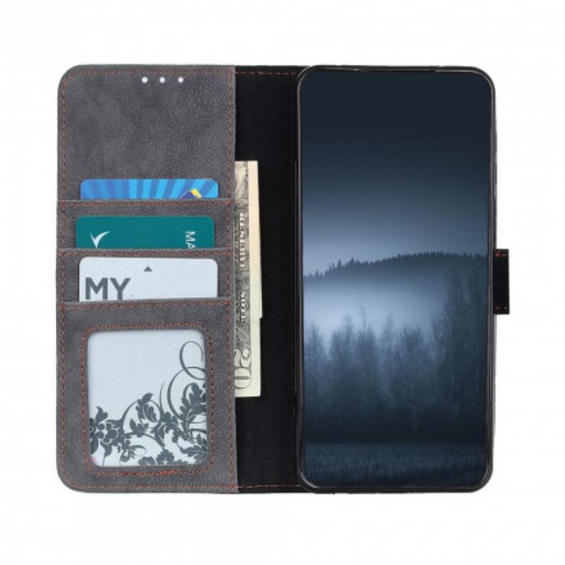 Capa Folio Para Xiaomi Redmi Note 10 Pro Couro Dividido Retrô Khazneh